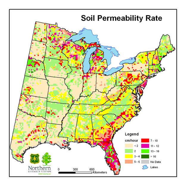 Soil permeability rate (cm/hr) 