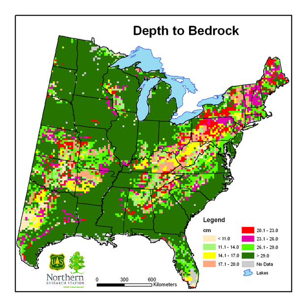 Depth to bedrock (cm)